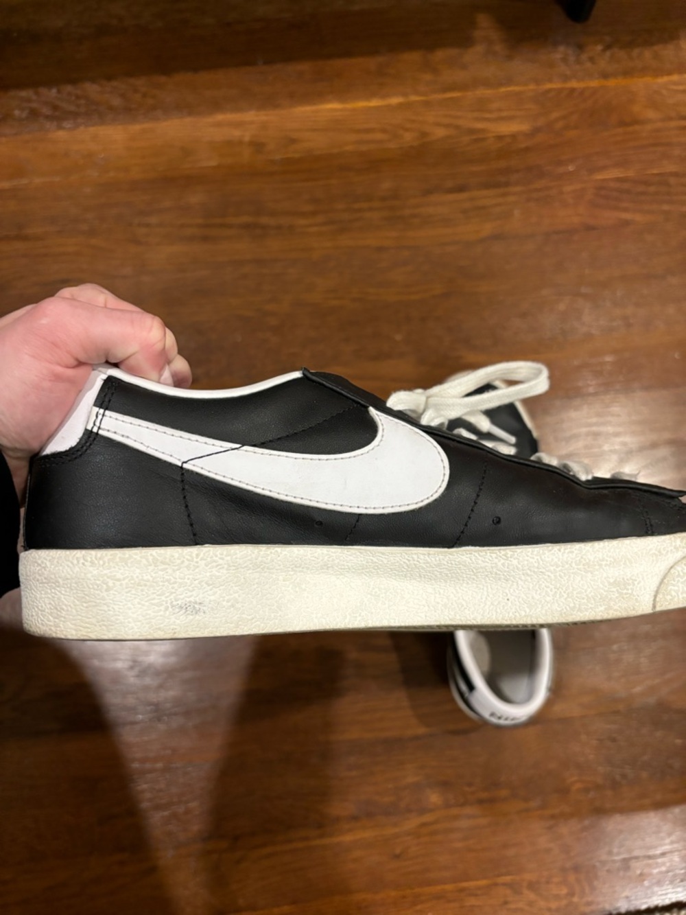Nike Men’s Black and White Low-Top Swoosh Sneakers